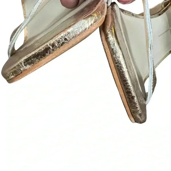 Dolce vita ILVA heels distressed gold leather slip on SZ 11 wedding bridal glam - Picture 6 of 13